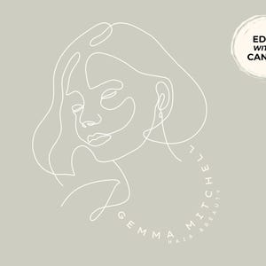 Hairdresser Logo Design Template Canva - Editable Minimalist Logo - DIY Beauty Logo - Branding Kit - Business Logo