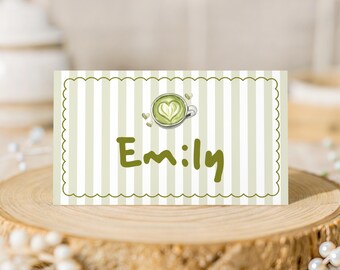 Printable Matcha Baby Shower Place Cards, Editable Canva Name Cards, Baby Shower Seating Cards, Gender Neutral Party Decor, Instant Download