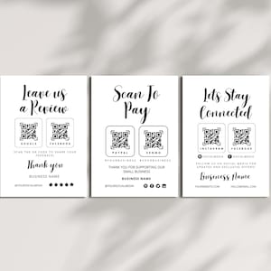 Editable Follow Us On Social Media, Payment Sign & Ask For Review Sign, QR Code Sign Template, Canva templates Instant Download