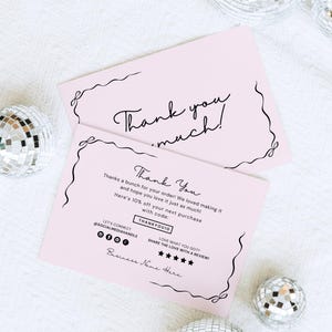 Coquette Business Thank You Card Canva Template, Editable Thank You Card Business, Customizable Thank You, Pink Bows Ribbons Package Insert