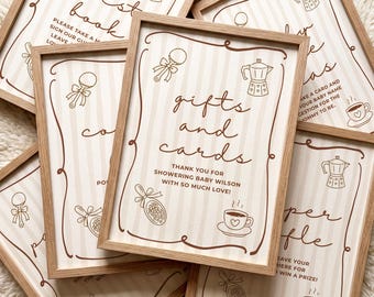 Baby Is Brewing Baby Shower Signs Bundle, Editable Canva Baby Shower Sign Templates, Printable Coffee Theme Party Decor, Neutral Baby Shower