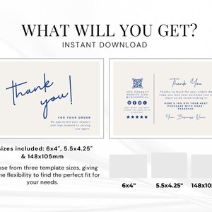 Printable Luxury Thank You Card Template, Small Business Thanks for ...