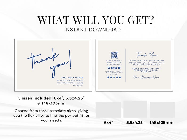 Printable Luxury Thank You Card Template, Small Business Thanks for ...