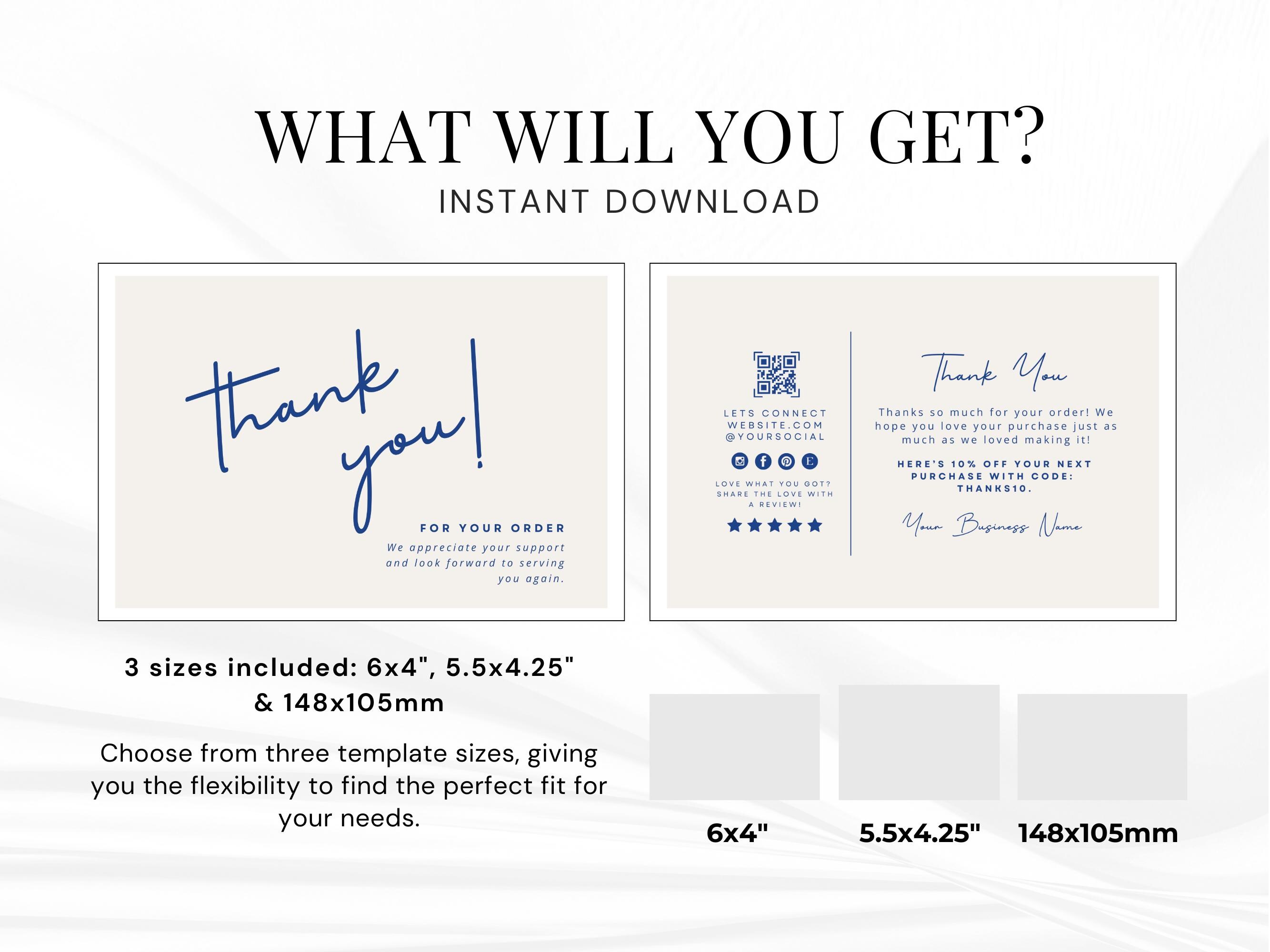 Printable Luxury Thank You Card Template, Small Business Thanks for ...