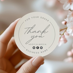 Business Thank You Sticker, Round Box Seal Sticker Label, Order Packaging Stickers, DIY Package Seal,  Editable Packaging Labels, Canva