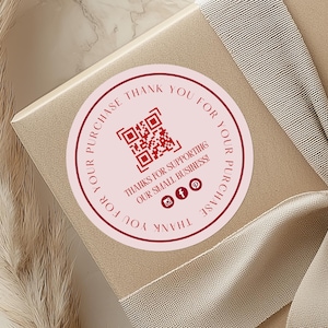 Business Thank You Sticker, Round Box Seal Sticker Label, Order Packaging Stickers, DIY Package Seal,  Editable Packaging Labels, Canva
