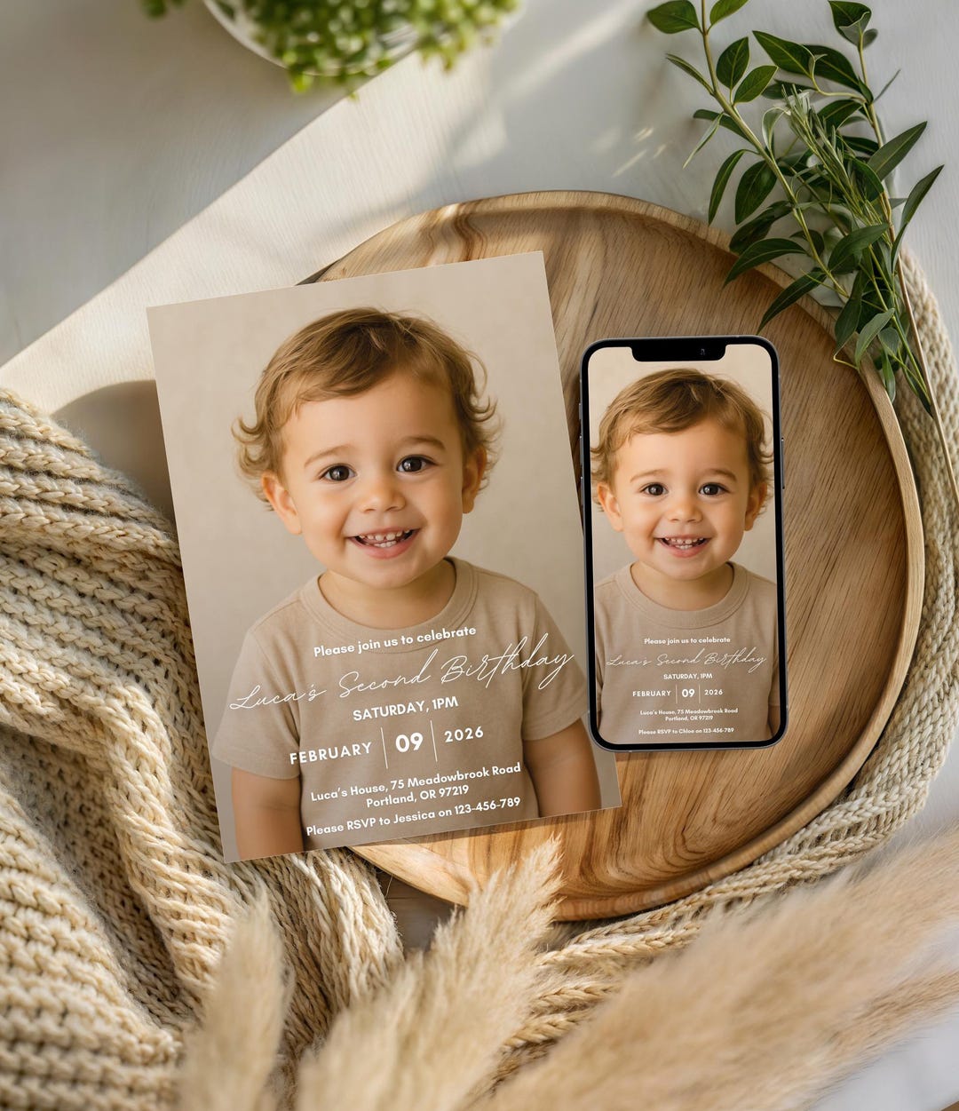 Second Birthday Electronic Invitation Template, Milestone Birthday E ...