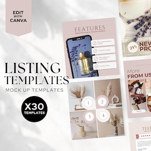 Etsy Digital Product Listing Mockups, Square Printable Mockup, Etsy Square Listings Canva, Digital Product Mockups Bundle