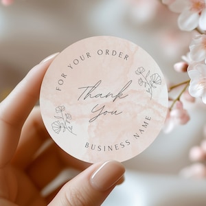 Business Thank You Sticker, Round Box Seal Sticker Label, Order Packaging Stickers, DIY Package Seal,  Editable Packaging Labels, Canva