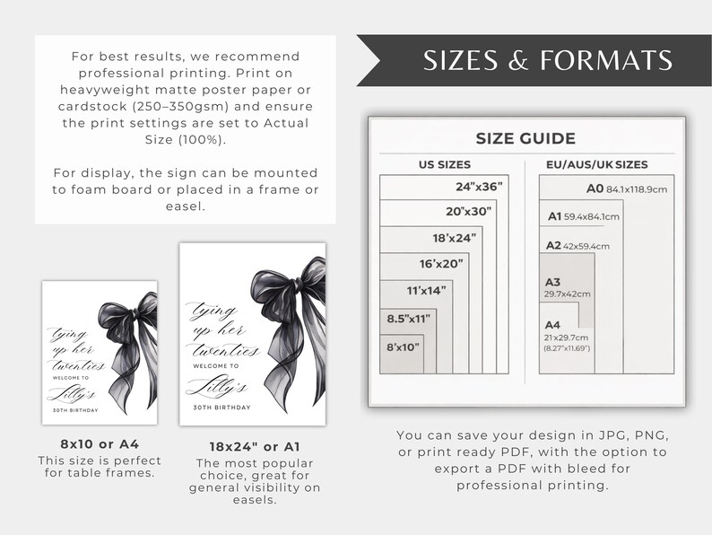 Shes Tying up her Twenties 30th Birthday Sign, Black Bow Invite, 30th Birthday Invite, Coquette Birthday, Instant Download image 6