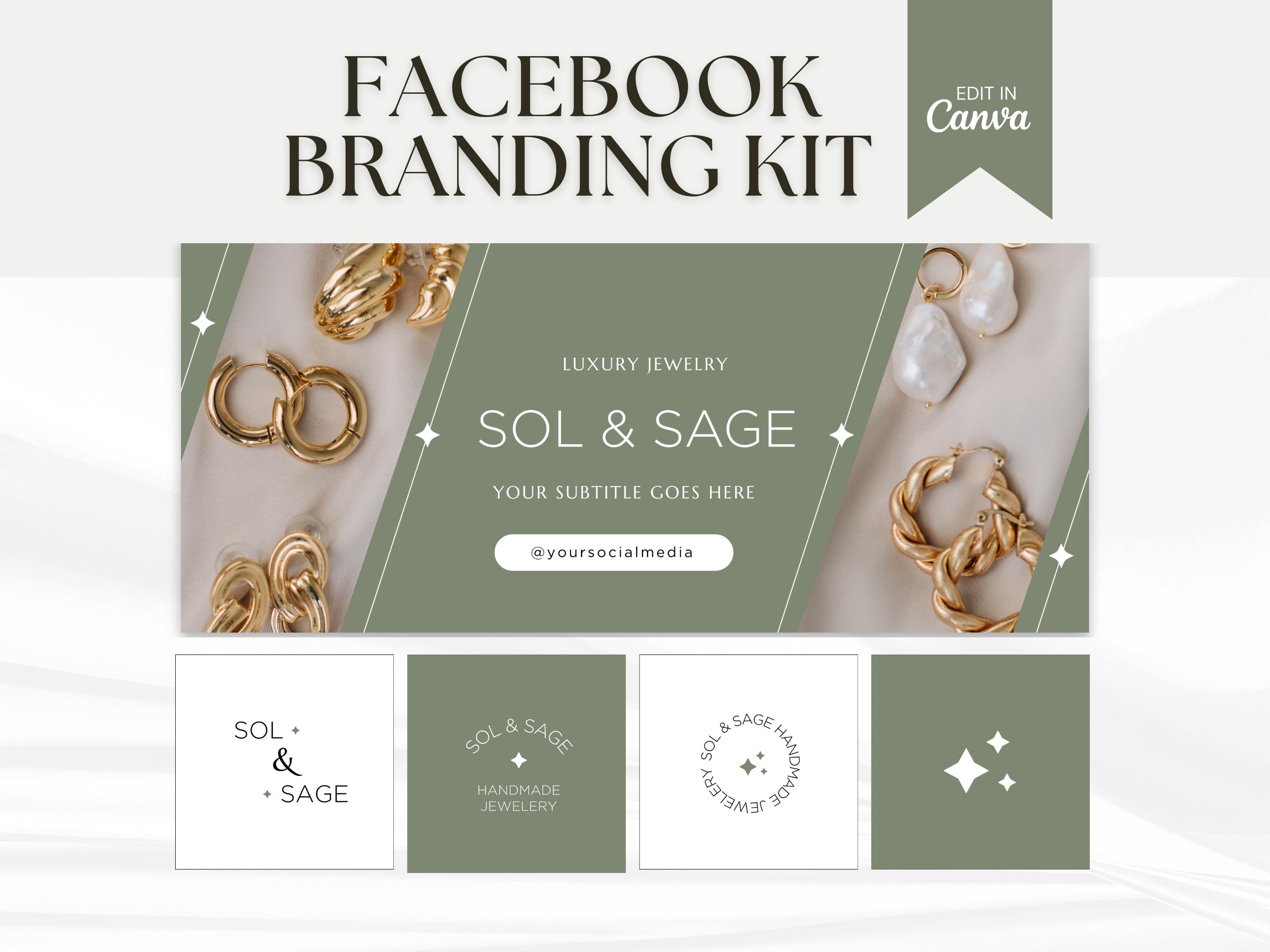 Facebook Cover Template, Facebook Banner, Facebook Icon, Facebook Business Cover Image, DIY Facebook Template, Canva Template, Sage Green