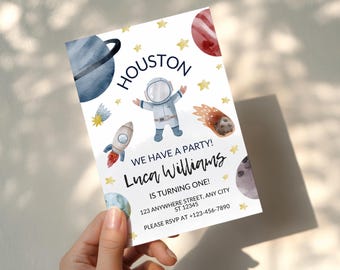 Editable Space Birthday Invitation, Blast Off Galaxy Party Invite, Printable Outer Space Birthday for Boys, Digital Download Template