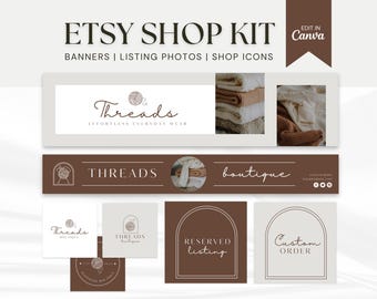 Banner per negozi Etsy, modelli per kit per negozi Etsy, banner per negozi Etsy, bundle per il branding di negozi Etsy, banner Canva per Etsy, modelli Canva, branding per abbigliamento