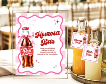 Momosa Bar Sign Baby Shower, Editable Canva Drink Station Template, Baby Shower Brunch Decor, Mom To Be Party Sign, Printable Juice Labels
