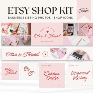 Etsy Shop Banners Etsy Shop Kit Templates Etsy Store Banner Etsy Shop Branding Bundle Etsy Canva Banners Canva Templates Pink Branding