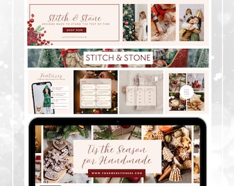 Christmas Etsy Shop Kit Banner Template Bundle, Etsy Christmas Branding Canva Mockups, Etsy Shop Bundle, Shop Icons, Etsy Listing Photos