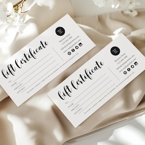 Gift Certificate Template, Printable Gift Voucher, Editable Gift Certificate, Gift Card Spa Gift Voucher Salon, Modern Certificate