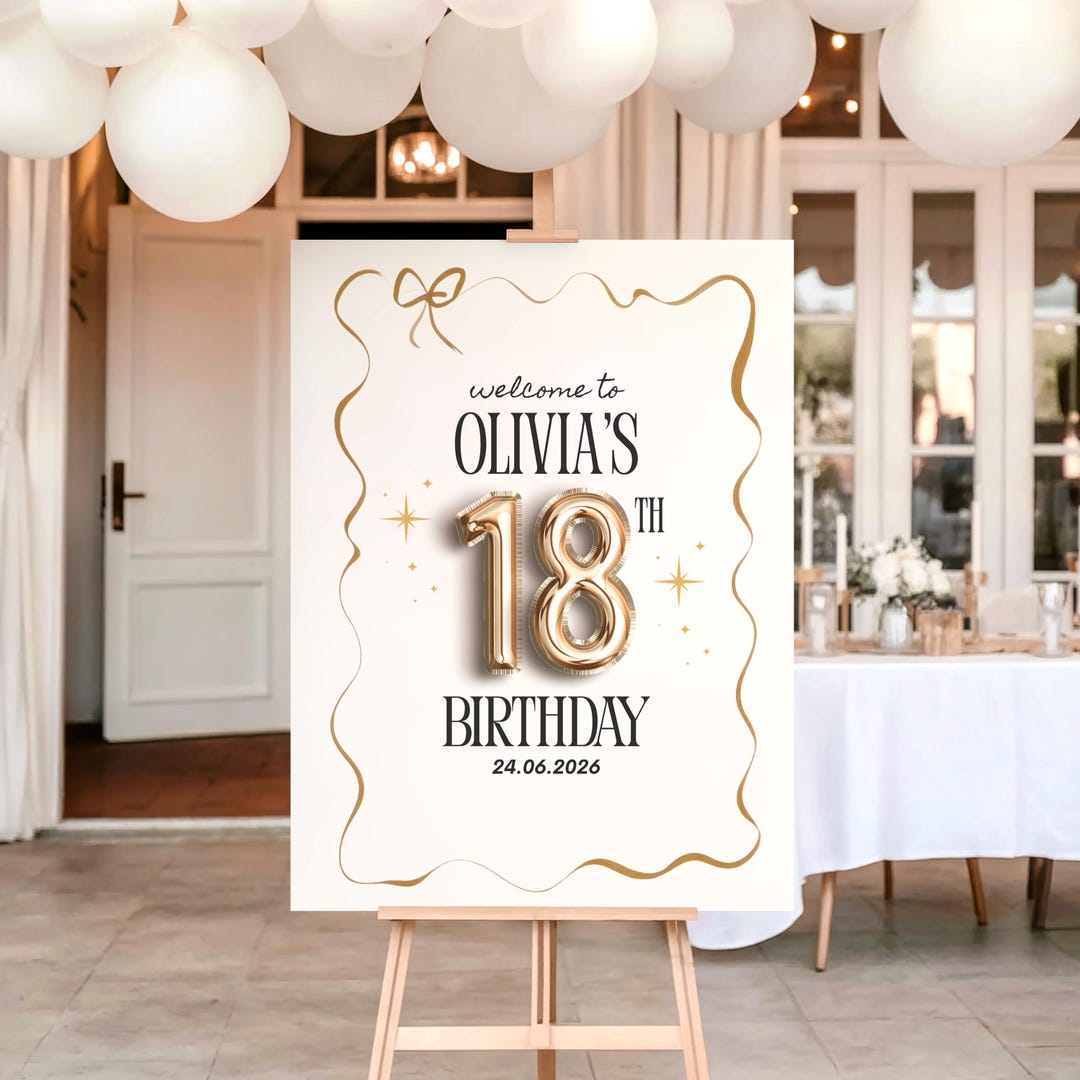 18th Birthday Welcome Sign Template, Editable Welcome Sign, Elegant ...