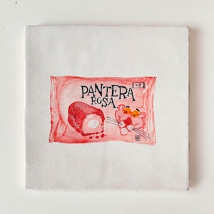 Decorative Tile, Ceramic Tile, Personalized Tile, Decoration, Ceramic Coasters, Hand Drawings, Pink Panther
