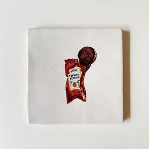 Heinz Ketchup · Illustrated ceramic tile · Kitchen decor · Foodie gift
