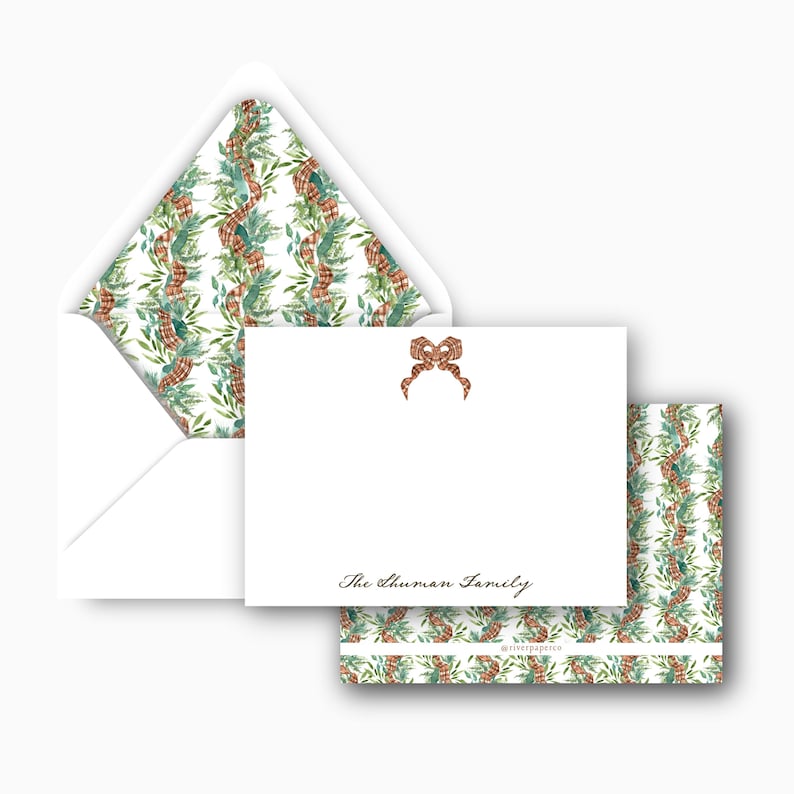 Personalized Stationery Set | Modern Woodland Design W/ Watercolor Bow ...