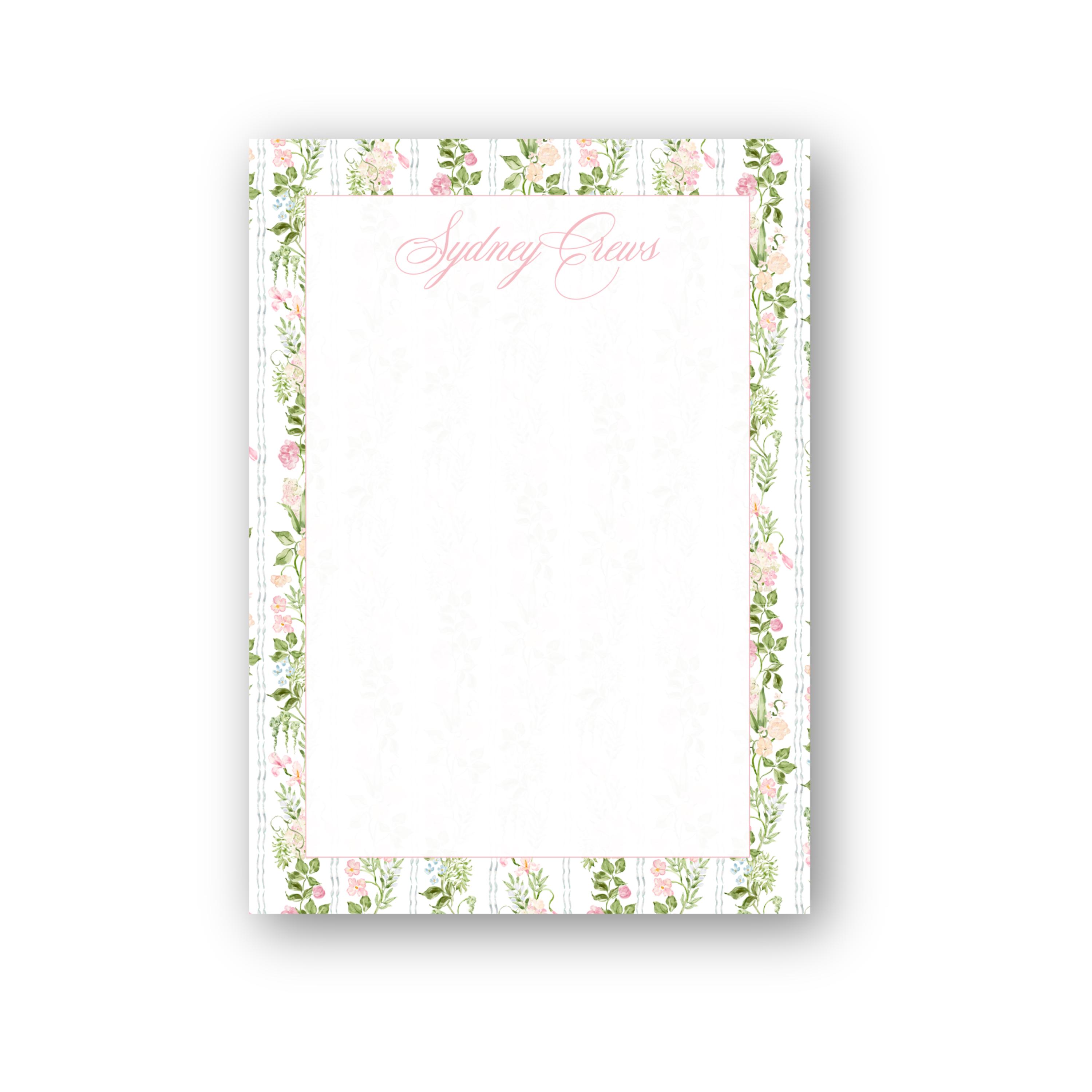 Custom Notepad – Watercolor Pink and Green Floral Women's Notepad ...