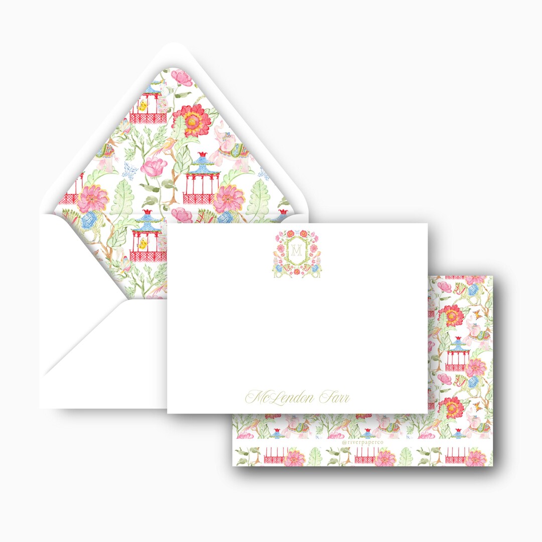 Personalized Stationery Set | Watercolor Jardin De Chine W/ Custom ...