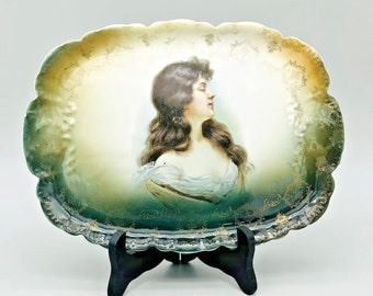 Antique R.C. Malmaison 1898 - 1900 Bavaria Rosenthal Porcelain Portrait Platter