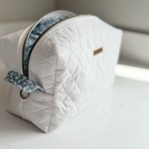 Floral Makeup Bag– Handmade Quilted Cosmetic Pouch | Soft Cotton Toiletry Bag | Travel Organizer | Zipper Pouch
