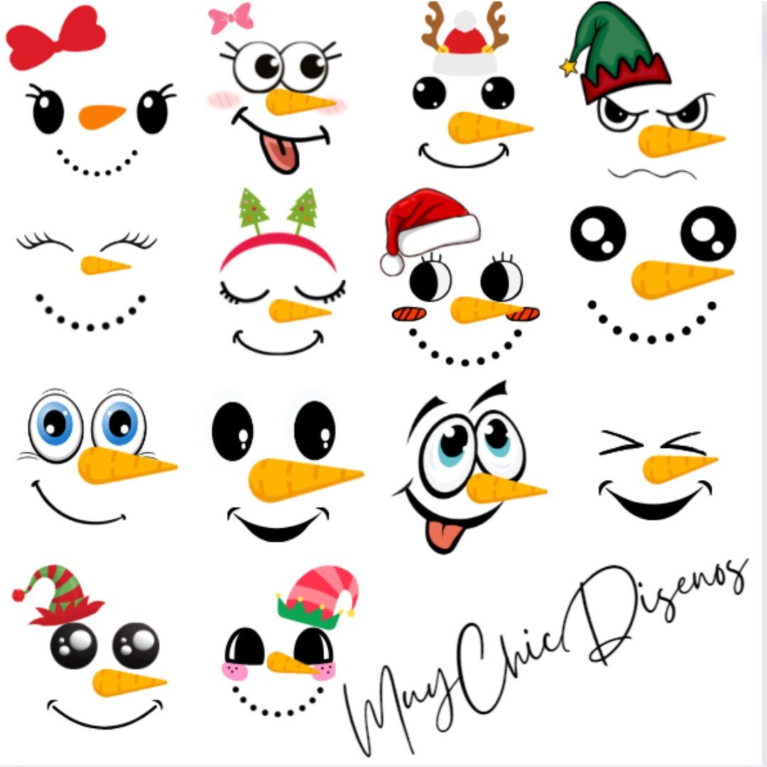 Snowman Face Svg, Snowman Svg, Snowman Clipart, Snowman Designs for Use