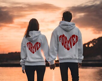 Personalized Initials Couple Hoodie Valentine's Day Gift For Him For Her Forever Matching Hoodies Couples Sweatshirts