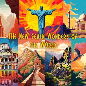 Pop Art Posters: Vibrant Pack of New Wonders of the World - Modern Wall Art Prints for Contemporary Spaces Pack #2