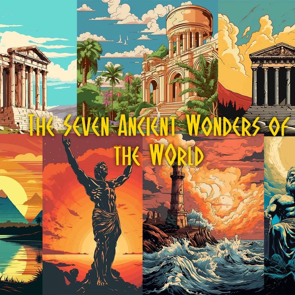 Pop Art Posters: Captivating Ancient Wonders of the World - Modern and Colorful Wall Decor Pack #1