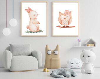Woodland baby digital prints for nursery, child’s room, playroom