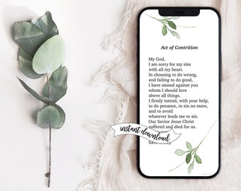 Act of Contrition Prayer Card • Catholic Confession (Digital Download)