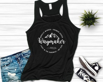 Waymaker Tank Top • Miracle Worker • Light in the Darkness •  Flowy Racerback Inspirational Tank Top • Worship Tank • My God Tank Top