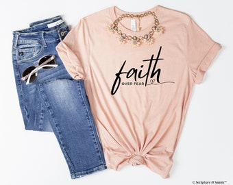 Faith Over Fear Tshirt Crewneck • Faith Based Shirt • Soft Faith Tshirt • Christian Shirt