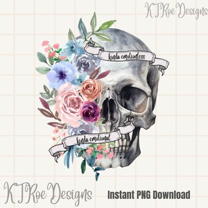 Kinda Emotional Kinda Emotionless Flower Skull PNG