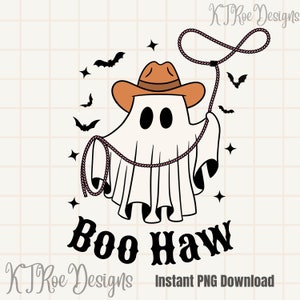 Boo Haw Cowboy Ghost with a lasso Halloween Sublimation PNG