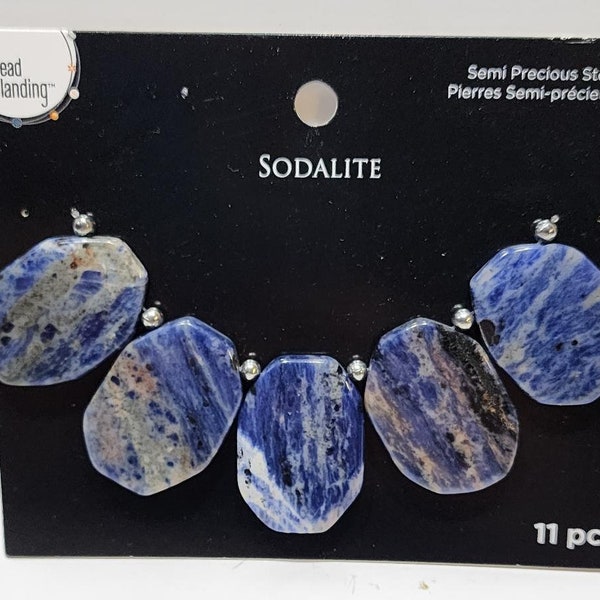 Bead Landing Sodalite Semi Precious Stones For Necklace Making Jewelry Findings Jewelry Making 11 Piece Including Silver Tone Beads New