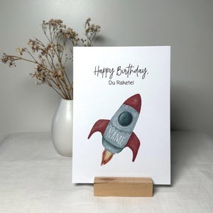 Tarjeta de cumpleaños para niños | ¡Feliz cumpleaños, cohete! | Postal A6, tarjeta plegable - personalizable