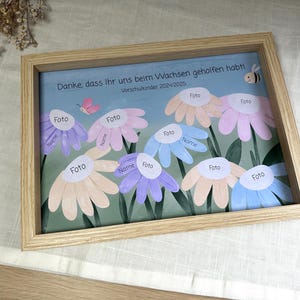 Poster Blumenwiese ‚Danke, ..‘ A4| personalisiert mit bis zu 9 Fotos & Namen | Abschiedsgeschenk Kita, Kindergarten, Erzieher innen