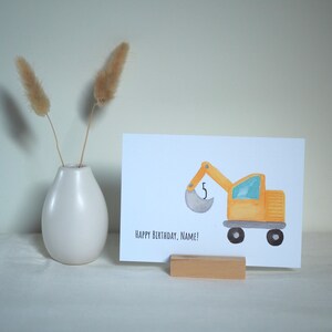 Karte zum Kindergeburtstag | Happy Birthday, Bagger | Postkarte A6, Klappkarte - personalisierbar