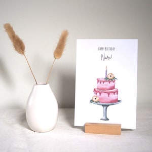 Biglietto di compleanno | Buon compleanno, torta | Cartolina A6, biglietto pieghevole - personalizzabile