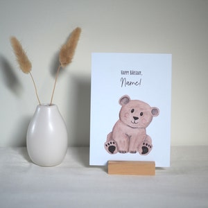 Karte zum Kindergeburtstag | Happy Bärsday, Bär | Postkarte, Klappkarte - personalisierbar