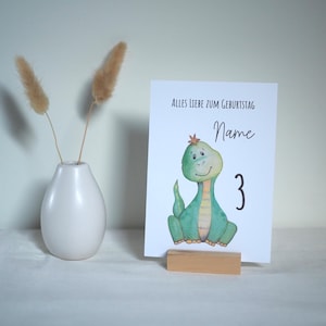 Karte zum Kindergeburtstag | Alles Liebe zum Geburtstag, Dino | Postkarte A6, Klappkarte - personalisierbar