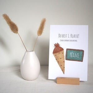 Karte zum Schulstart, Einschulung | Du bist 1. Klasse! Einen schönen Schulanfang, Schultüte | Postkarte A6, Klappkarte - personalisierbar