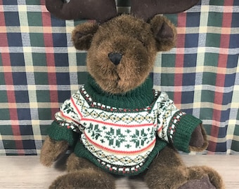 MR. MOOSE. A 16" tall Moose with crocheted sweater! A cool collector's item.