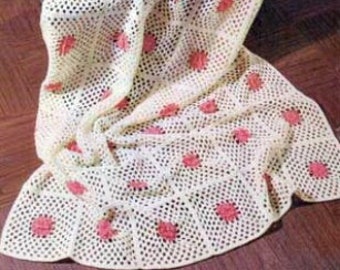 Crochet pattern blanket digital instructions 50x76 grannie square crochet afghan more lacy than most granny square crochet patterns *vintage