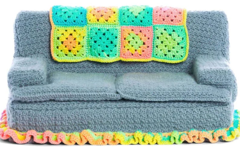Crochet Cat Bed pattern-skill easy Crochet Cat couch 24Lx16w12t easily fits most cats-works for mid morning cat nap-mid afternoon nap image 3